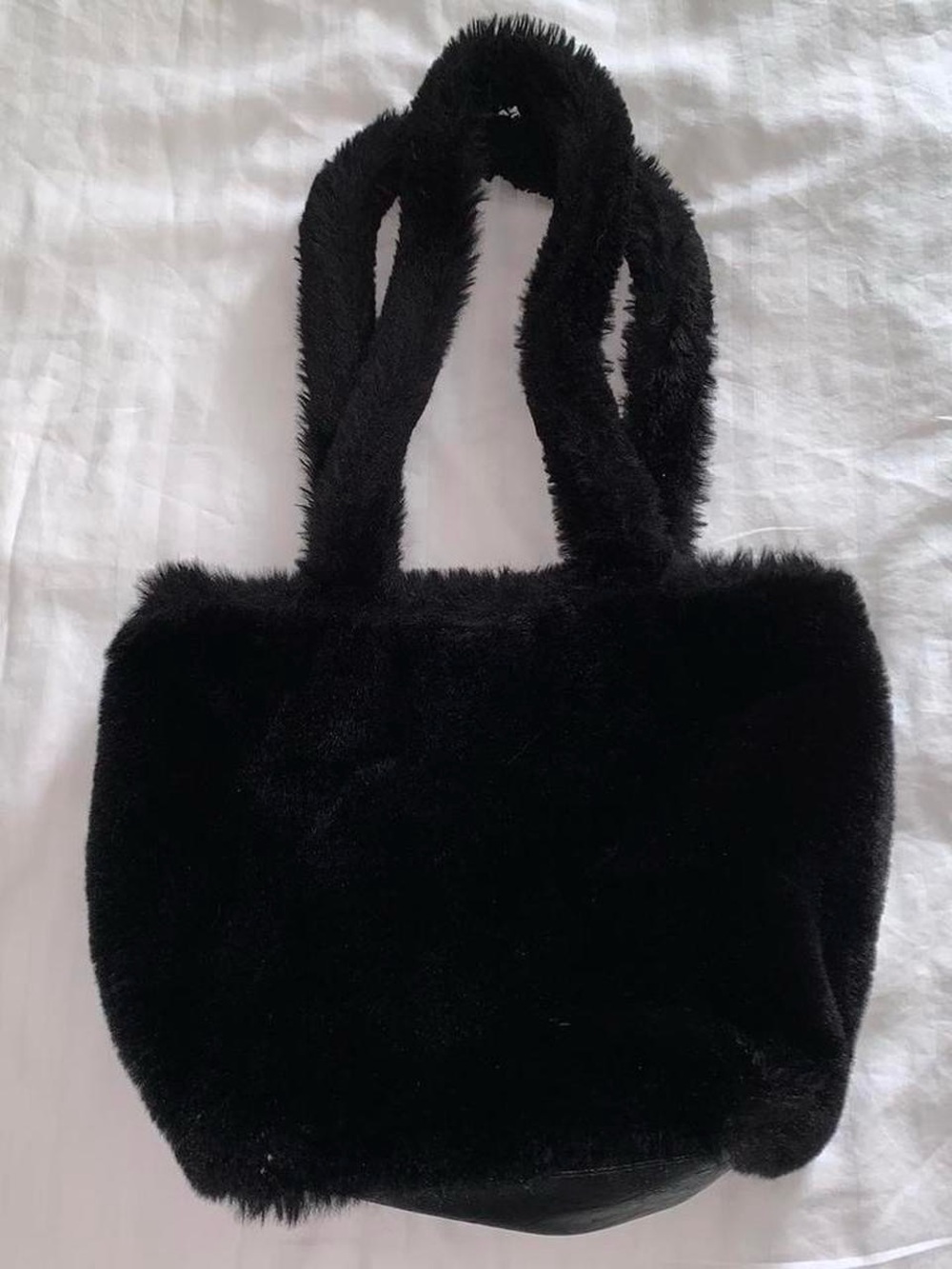 Brandy Melville Black Faux Fur Tote